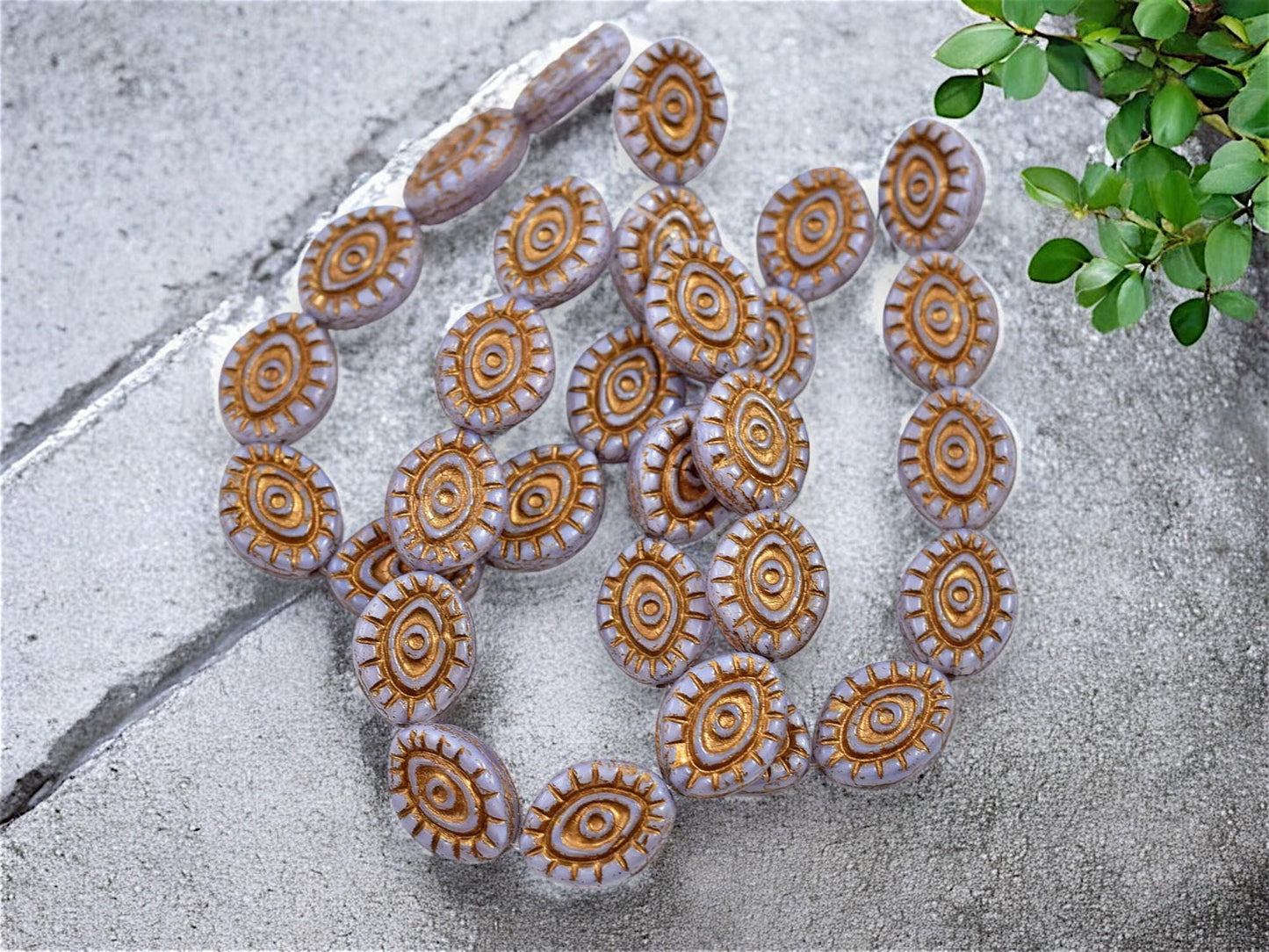 Czech Glass Beads - Evil Eye Beads - Mystic Eye Beads - Full Strand - 10pcs - 14x11mm - (4484)