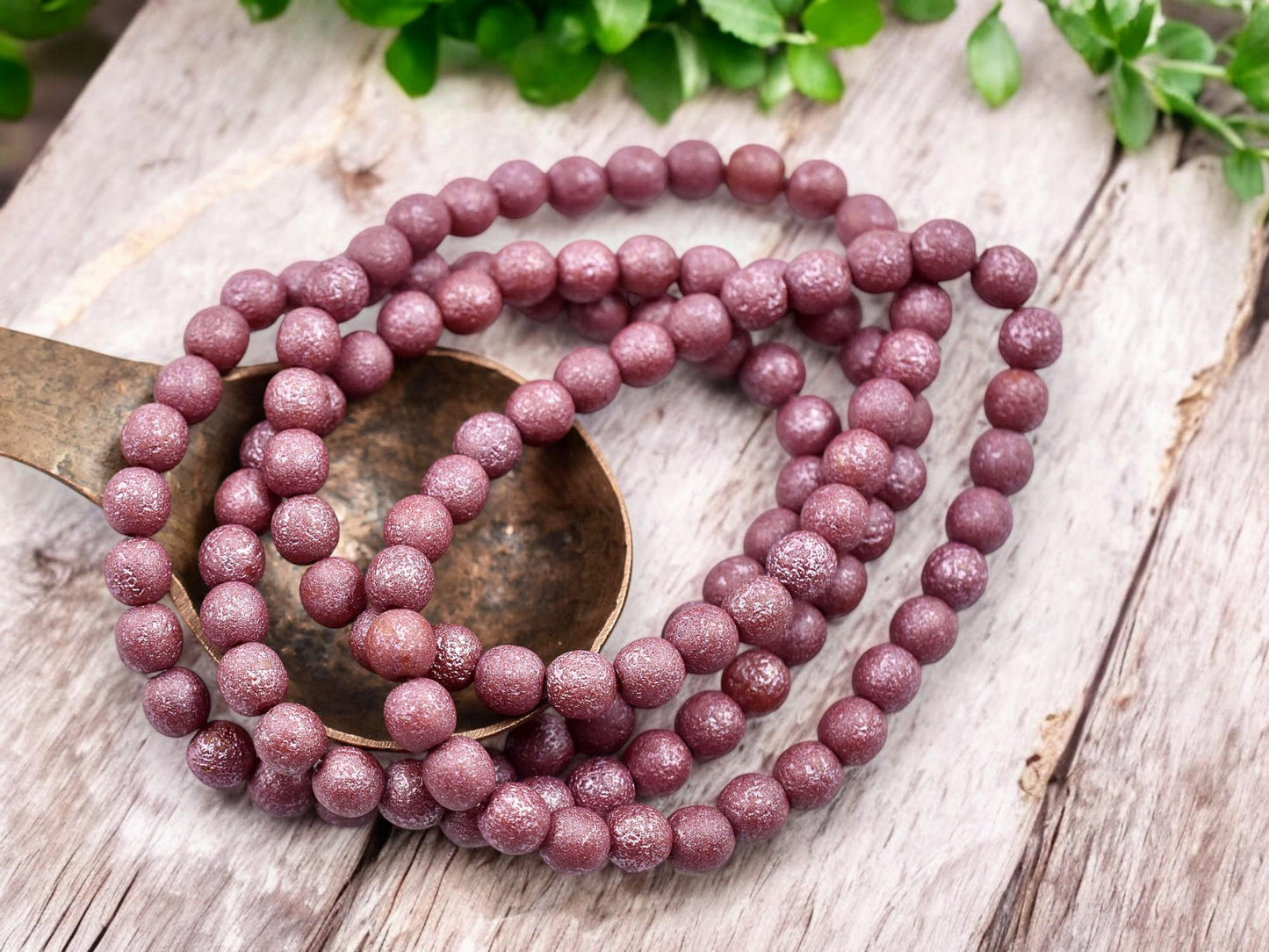 Czech Glass Beads - Druk Beads - Etched Beads - Round Beads - 6mm - 30pcs - (B197)