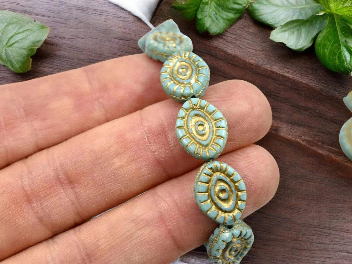 Czech Glass Beads - Evil Eye Beads - Mystic Eye Beads - Picasso Beads - Full Strand - 10pcs - 14x11mm - (2350)