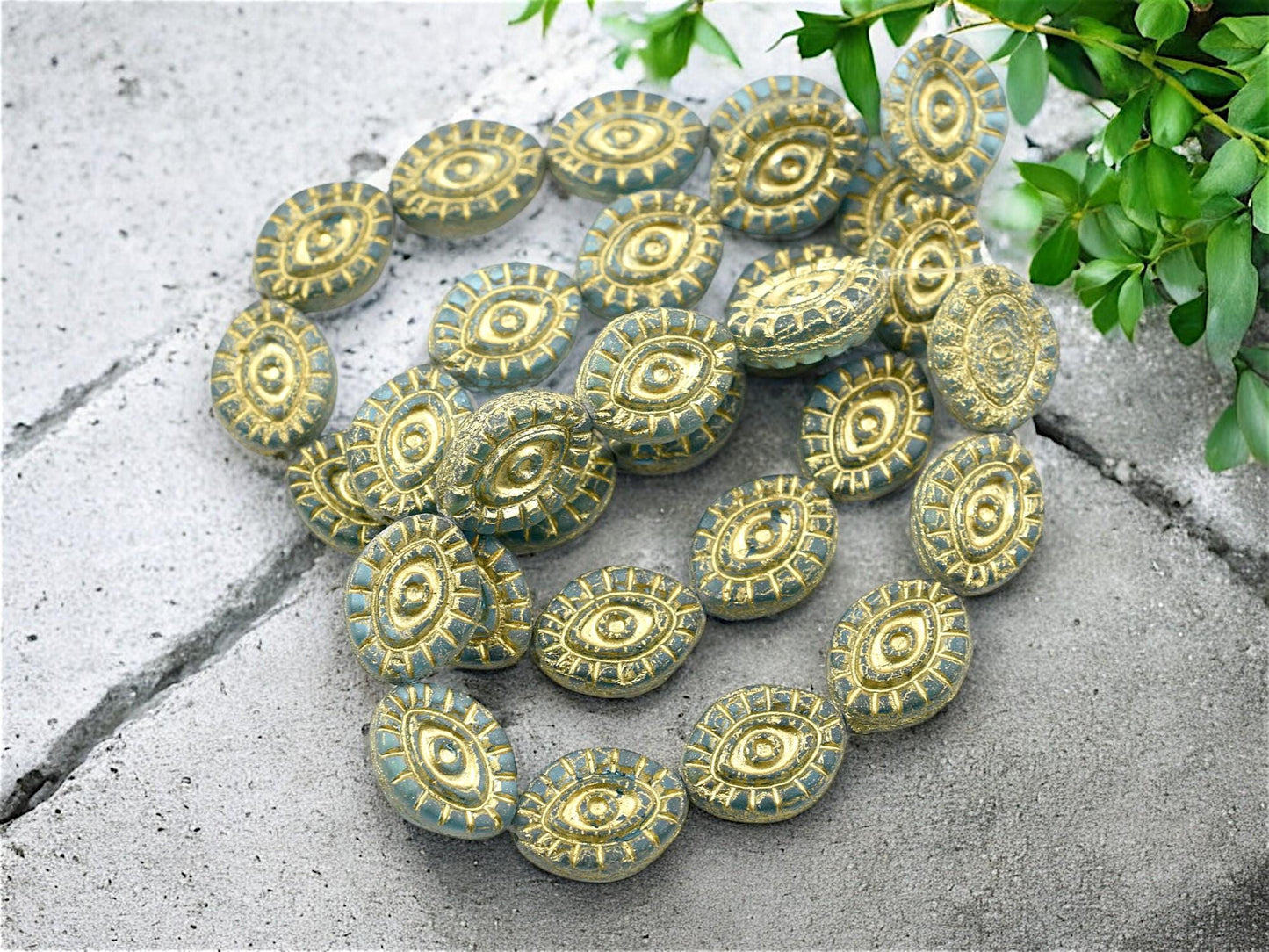 Czech Glass Beads - Evil Eye Beads - Mystic Eye Beads - Full Strand - 10pcs - 14x11mm - (1533)