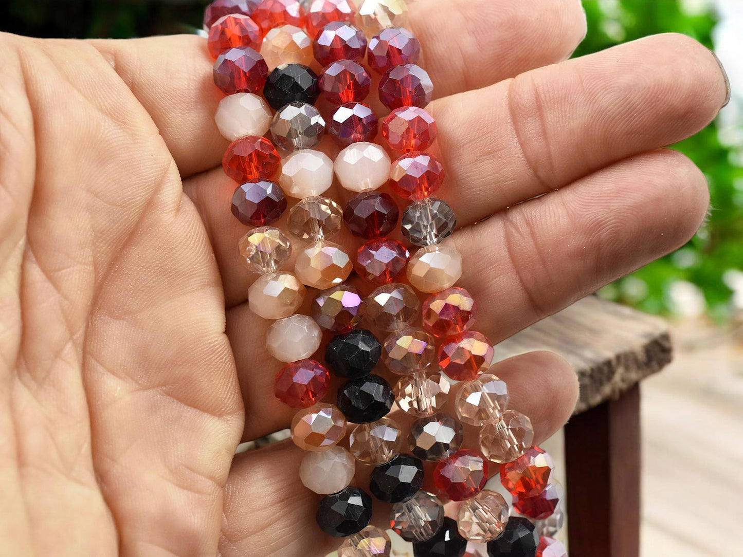 Bead Strands - Rondelle Beads - Chinese Crystal - Faceted Beads - Electroplated Glass - 6x8mm - 16.5" Strand - (A669)