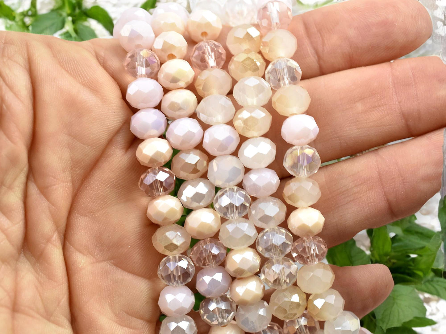 Glass Bead Strands - Rondelle Beads - Chinese Crystal - Faceted Beads - Electroplated Glass - 16.5" Strand - (A465)