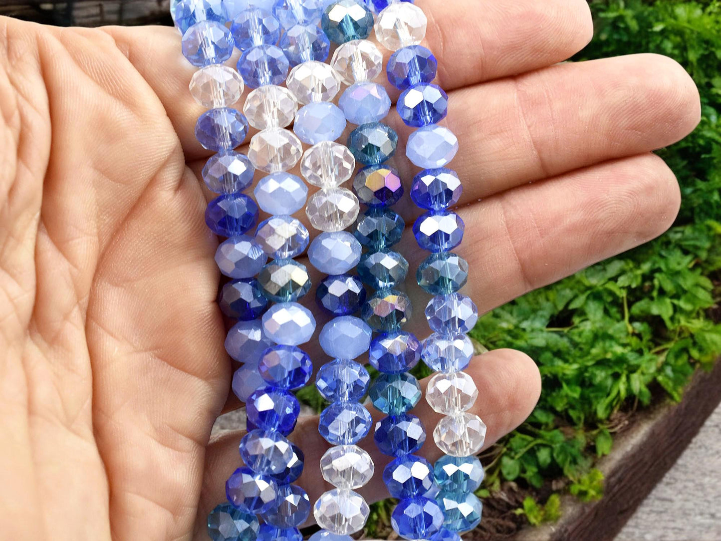 Bead Strands - Rondelle Beads - Chinese Crystal - Faceted Beads - Electroplated Glass - 6x8mm - 16.5" Strand - (A660)