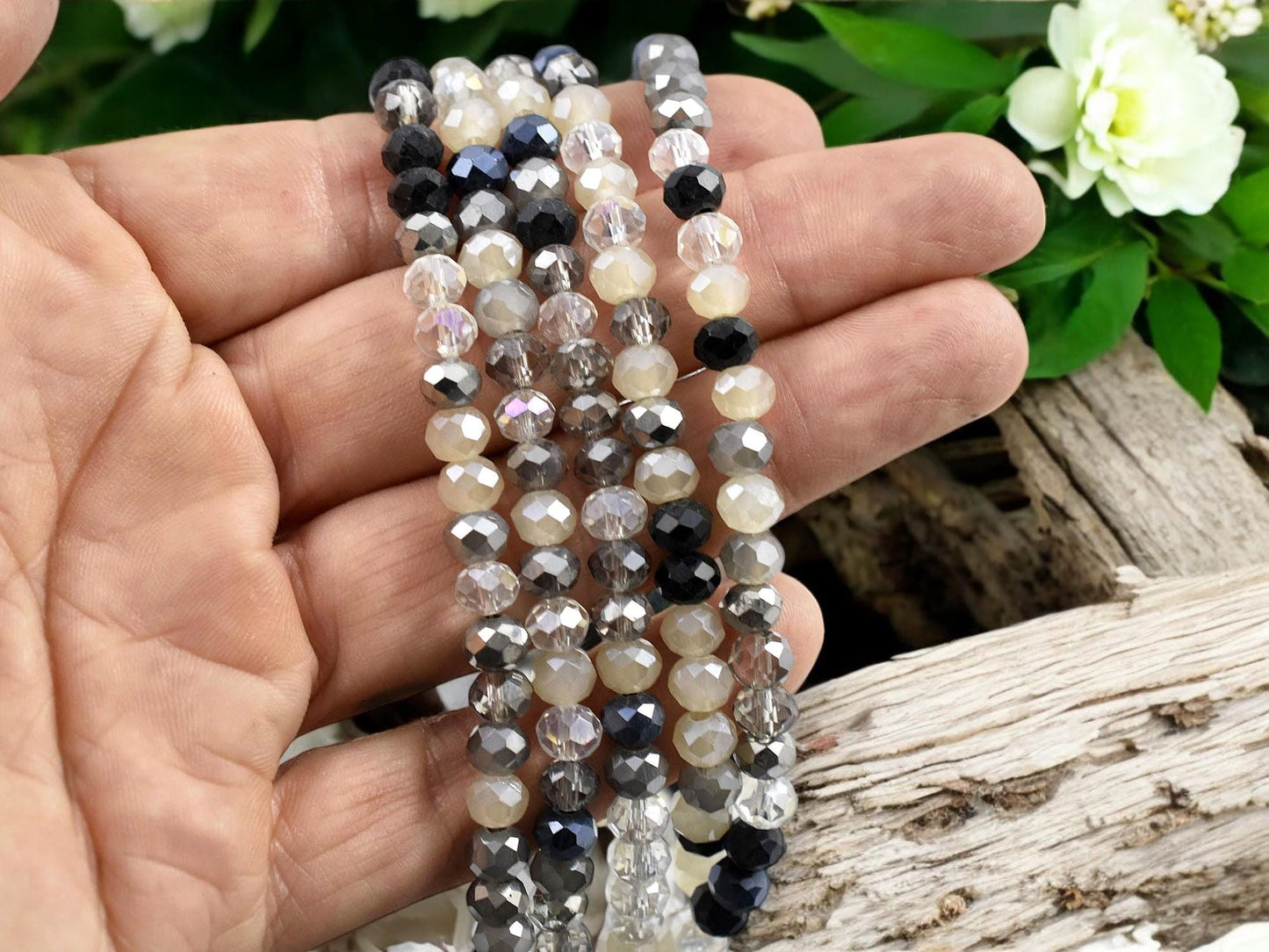 Bead Strands - Rondelle Beads - Chinese Crystal - Faceted Beads - Electroplated Glass - 5x6mm - 16.5" Strand - (A411)