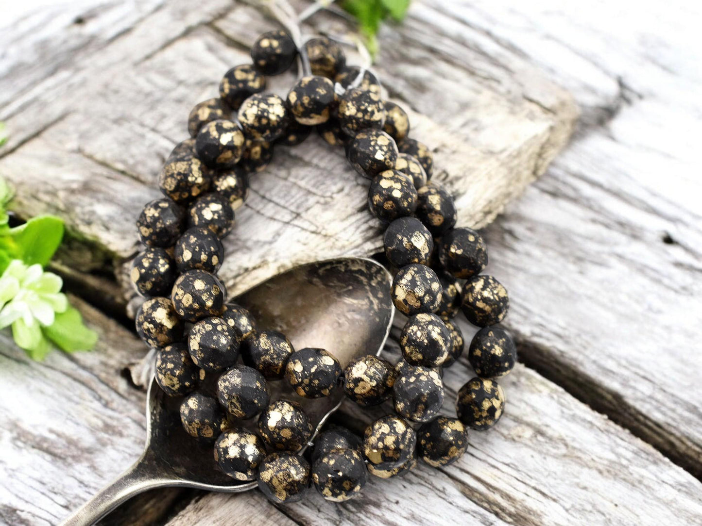 Picasso beads - Czech Glass Beads - Fire Polished Beads - Round Beads - Faceted Beads - 8mm - 20pcs - (3876)