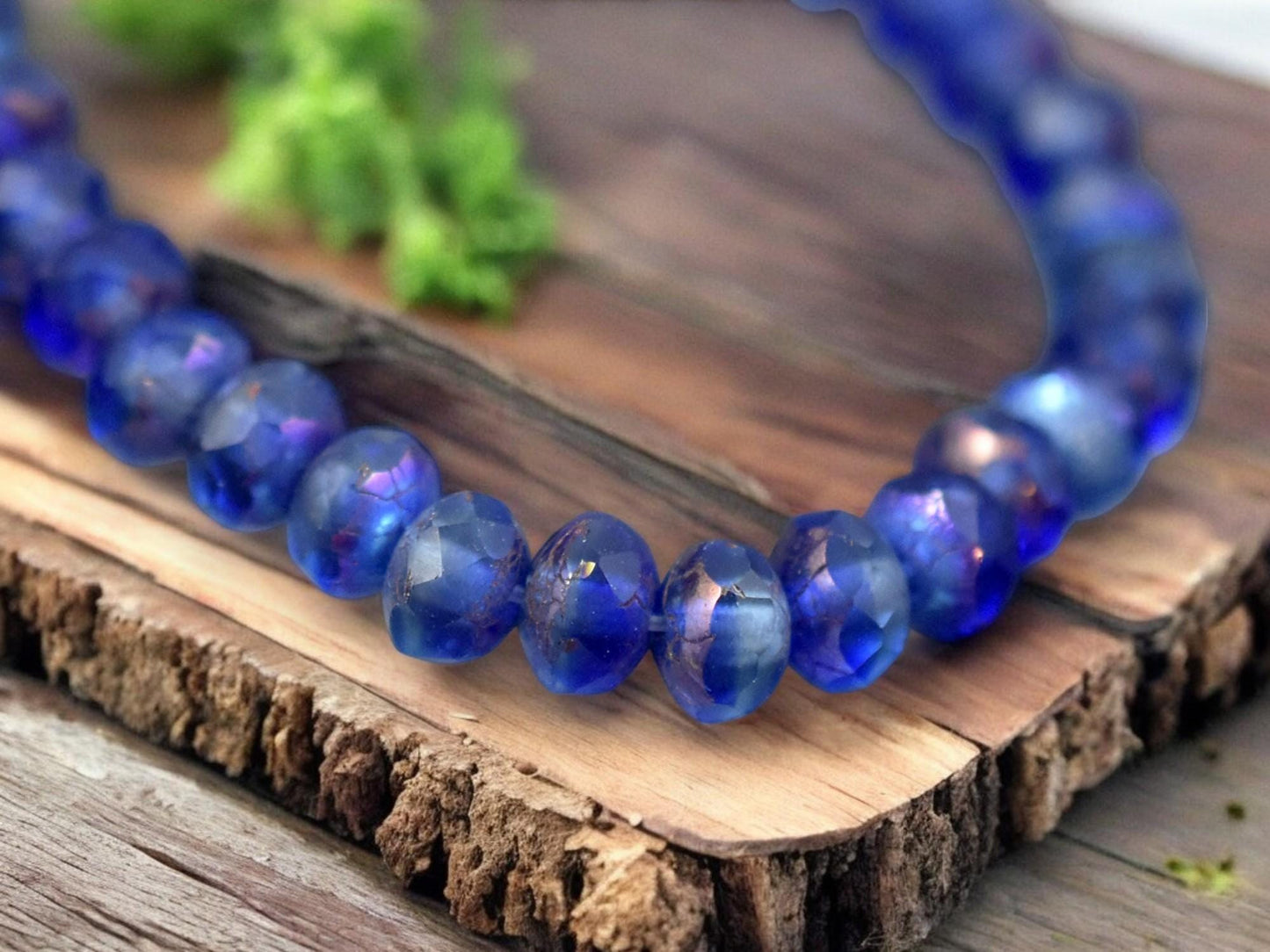 *30* 3x5mm Bronze AB Washed Matte Sapphire Fire Polished Rondelle Beads