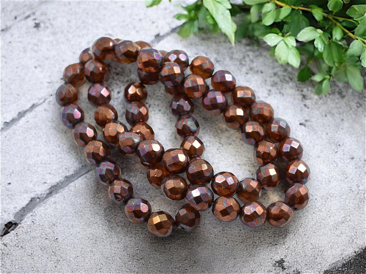 Czech Glass Beads - Fire Polished Beads - Round Beads - Gold Beads - 8mm - 20pcs - (2116)