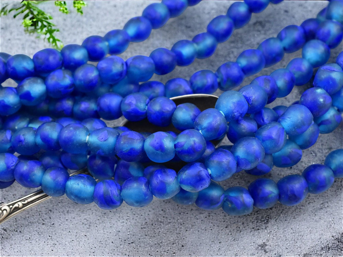 Recycled Glass Beads - African Glass Beads - Fair Trade Beads - Approx 10-11mm - 20" Strand - (J53)
