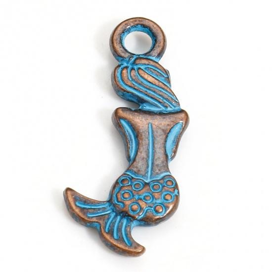 Mermaid Charms - Patina Charms - Metal Charms - Copper Charms - 20x9mm - 20pcs - (3566)