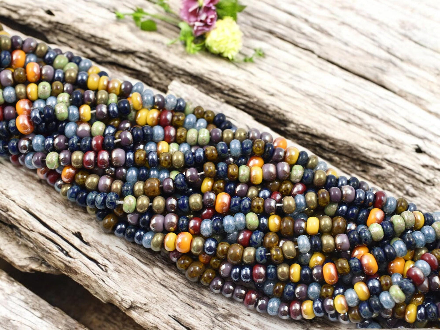 Picasso Seed Beads - Aged Picasso Beads - Czech Glass Beads - Size 5 Seed Beads - 5/0 - 21" Strand - (3179)