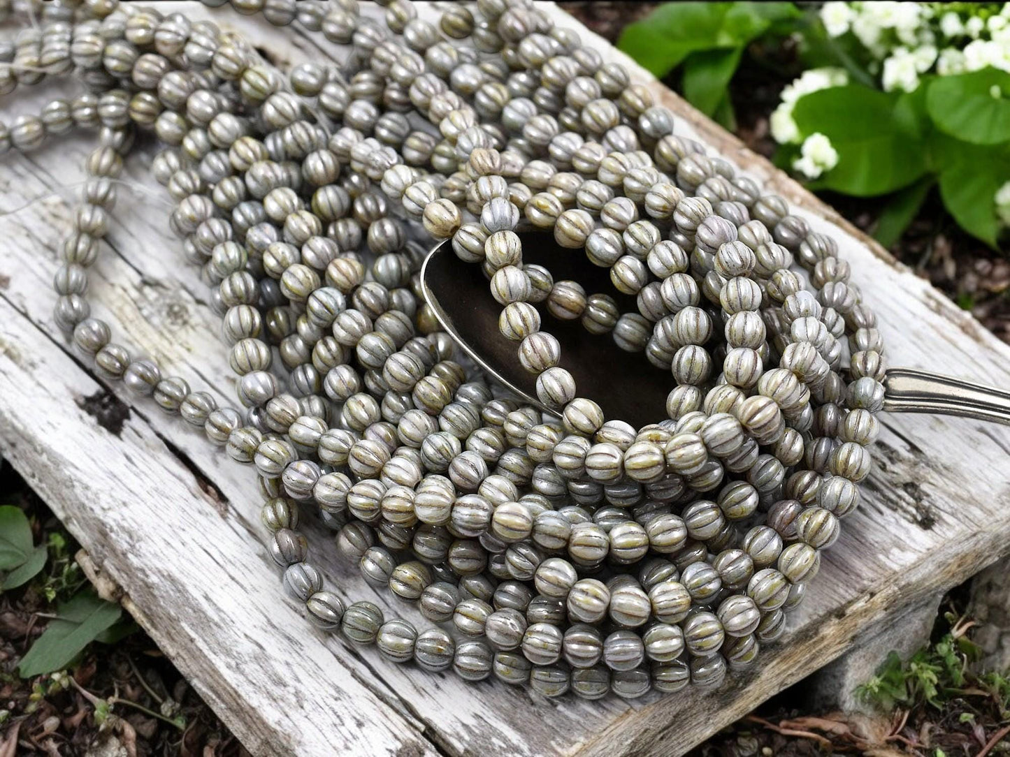 Czech Glass Beads - Melon Beads - Picasso Beads - Round Beads - 5mm - 50pcs - (4518)