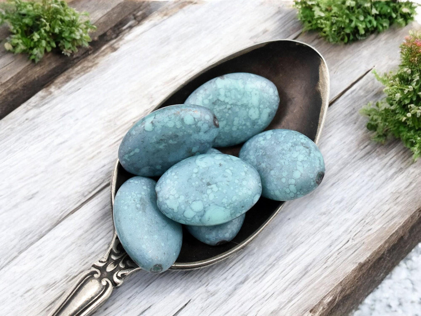 Czech Glass Beads - Vintage Beads - Oval Beads - Picasso Beads - 6pcs - 20x14mm - (3020)