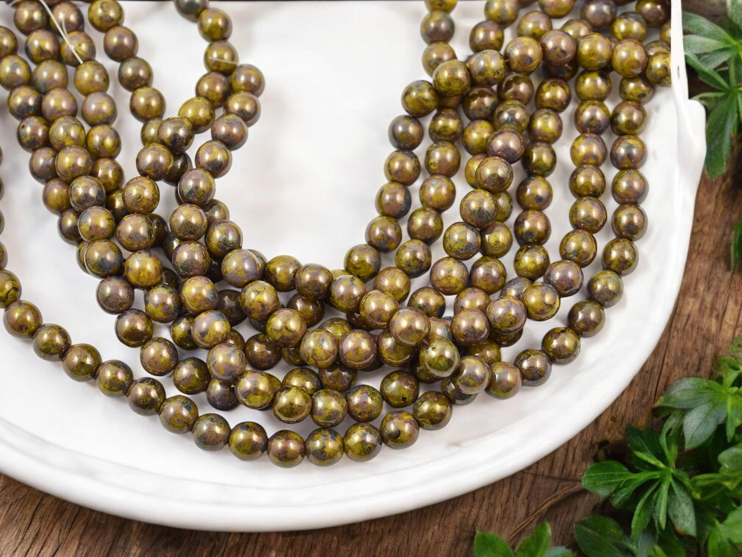 Picasso Beads - 6mm Beads - Round Beads - Czech Glass Beads - Druk Beads - 50pcs - (A683)