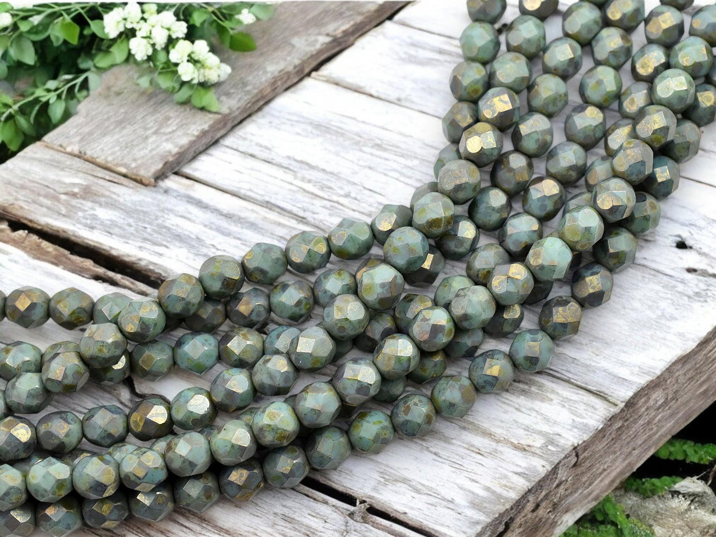 Czech Glass Beads - Fire Polish Beads - Picasso Beads - Round Beads - 6mm - 25pcs - (5614)