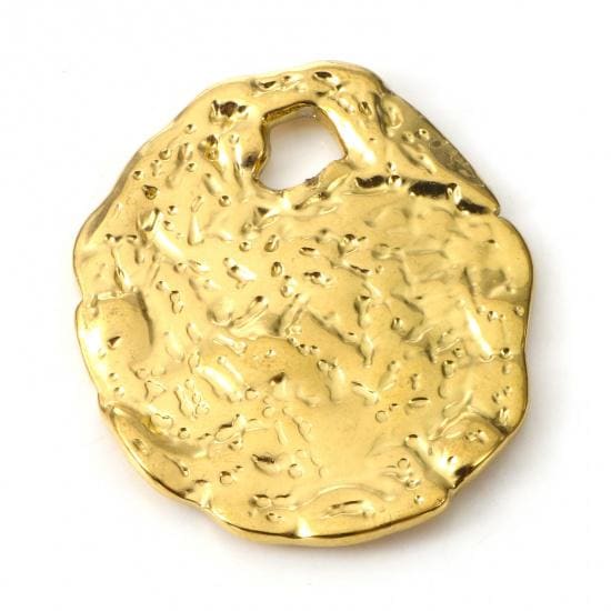 Minimalist Charms - Metal Charms - Hammered Charms - Stainless Steel Charms - Gold Charms - 2pcs - 35x30mm - (A302)