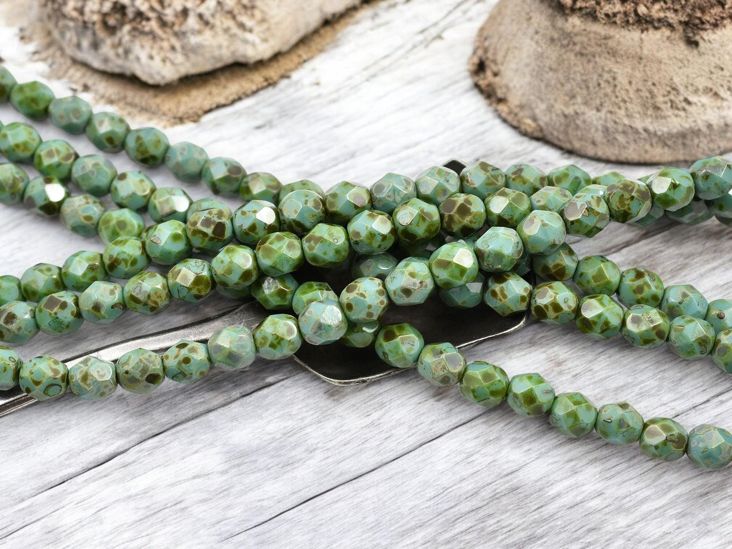 Picasso Beads - Czech Glass Beads -6mm Fire Polish Beads - Round Beads - 6mm - 25pcs - (4617)