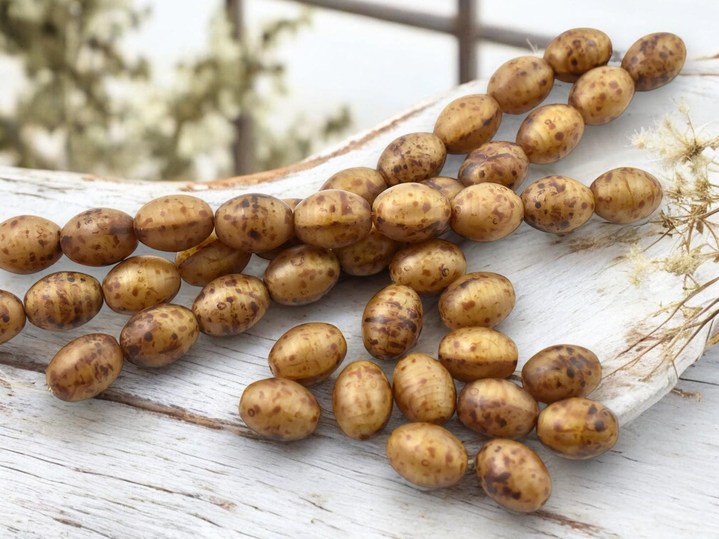 Czech Glass Beads - Picasso Beads - Rice Beads - Oval Beads - 9x12mm - 10pcs Full Strand - (5545)