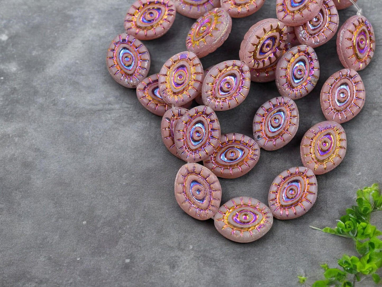 Czech Glass Beads - Evil Eye Beads - Mystic Eye Beads - Full Strand - 10pcs - 14x11mm - (4839)