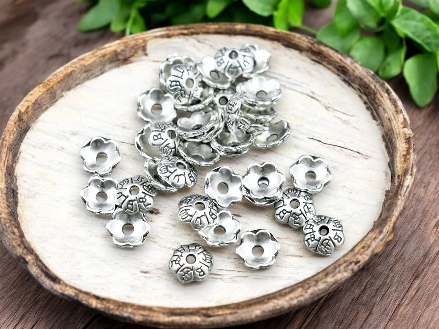 *250* 6mm Antique Silver Bead Caps