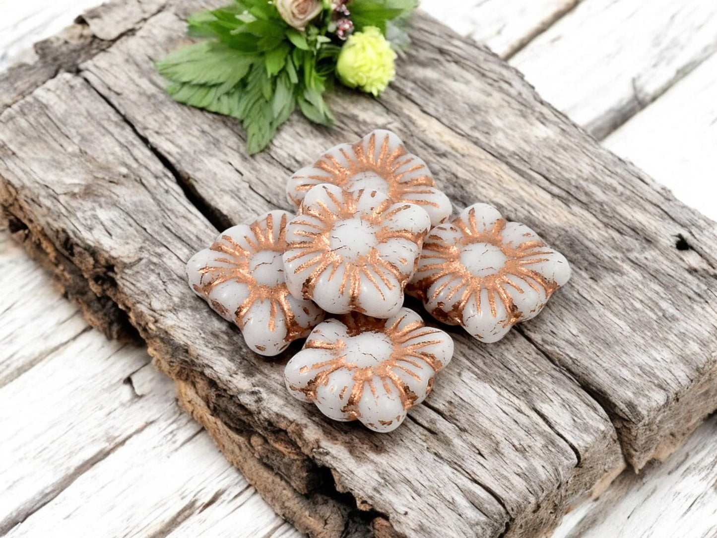 Czech Glass Beads - Flower Beads - Czech Glass Flowers - Square Flowers - 11mm Flower - 13pcs - (3976)