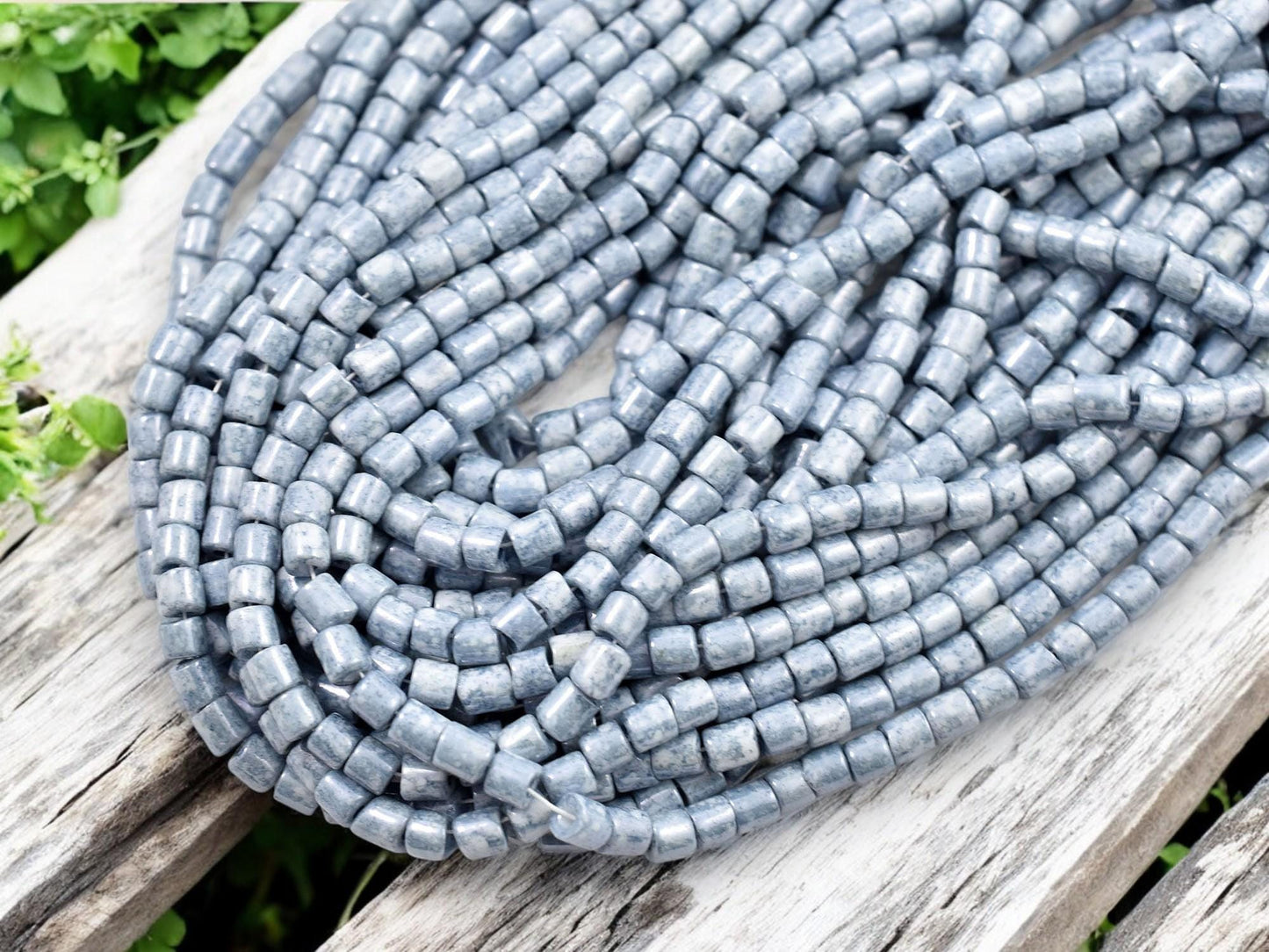 Tube Beads - Bugle Beads - Aged Picasso Beads - Picasso Beads - Czech Glass Beads - Seed Beads - 4mm - 20" Strand - (6119)