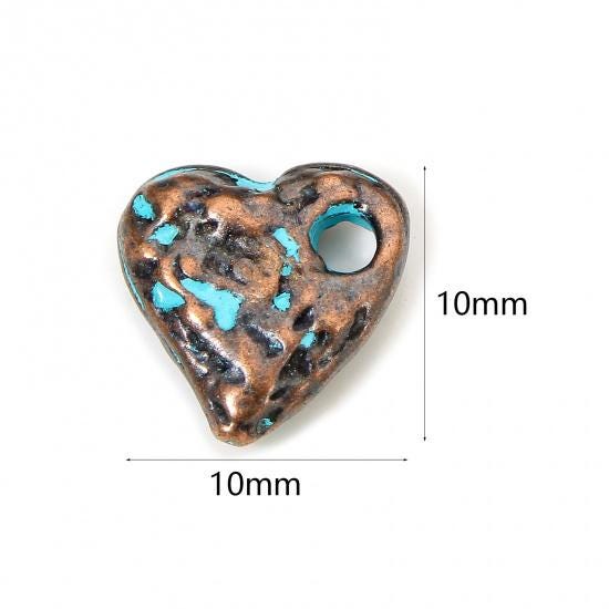 Heart Charms - Metal Charms - Copper Charms - Patina Charms - Small Charms - 10pcs - 10mm - (A349)
