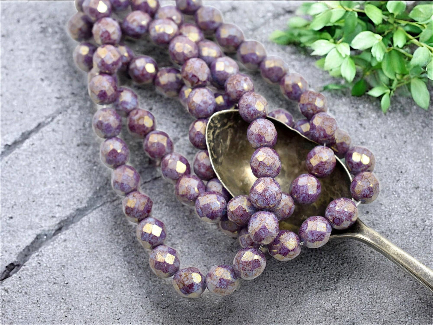 Picasso beads - Czech Glass Beads - Fire Polished Beads - Round Beads - Faceted Beads - 8mm - 25pcs - (4153)