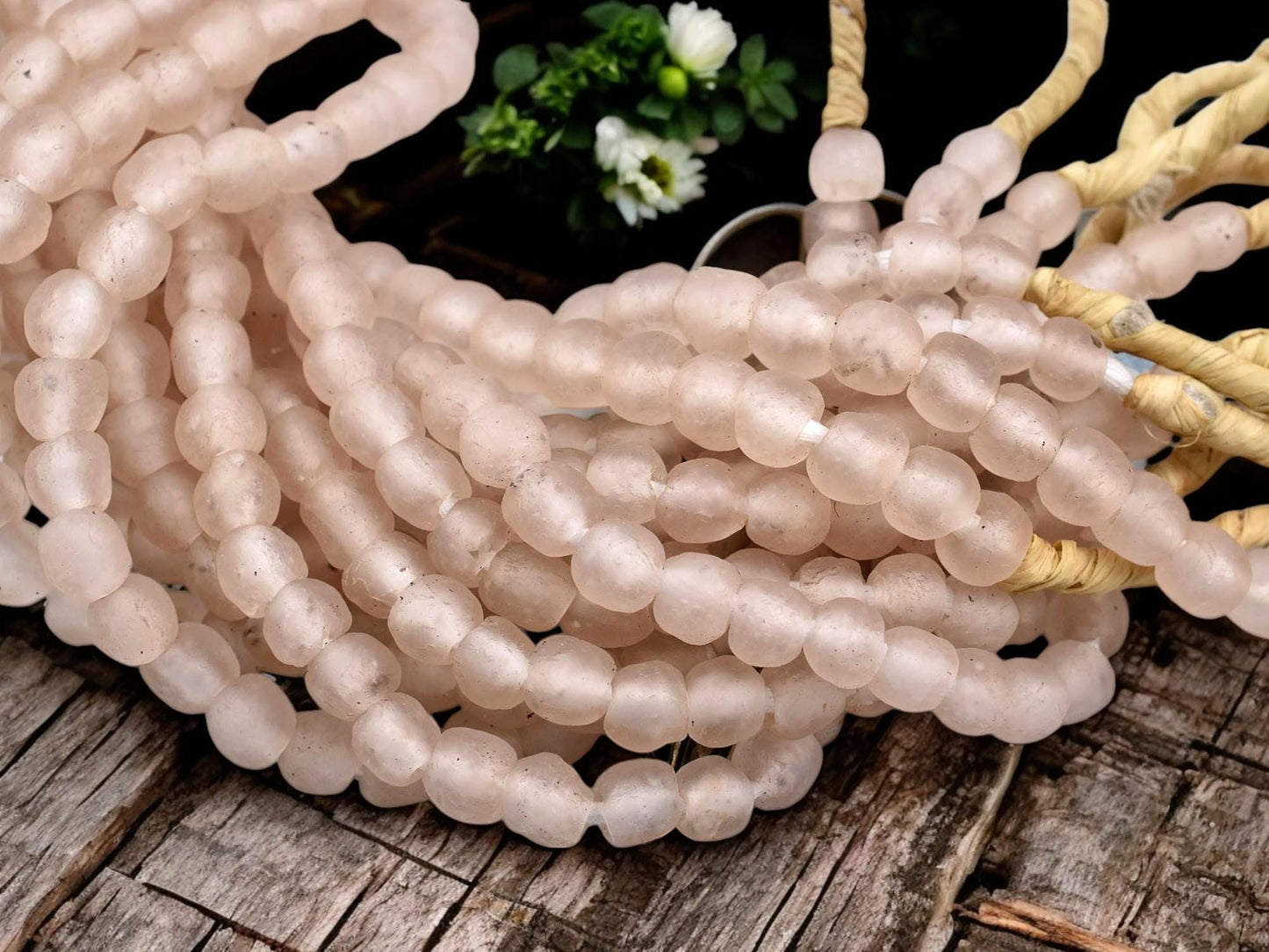 Recycled Glass Beads - African Glass Beads -Fair Trade Beads - Ghana Beads - Approx 7-9mm - 20" Strand - (J61)