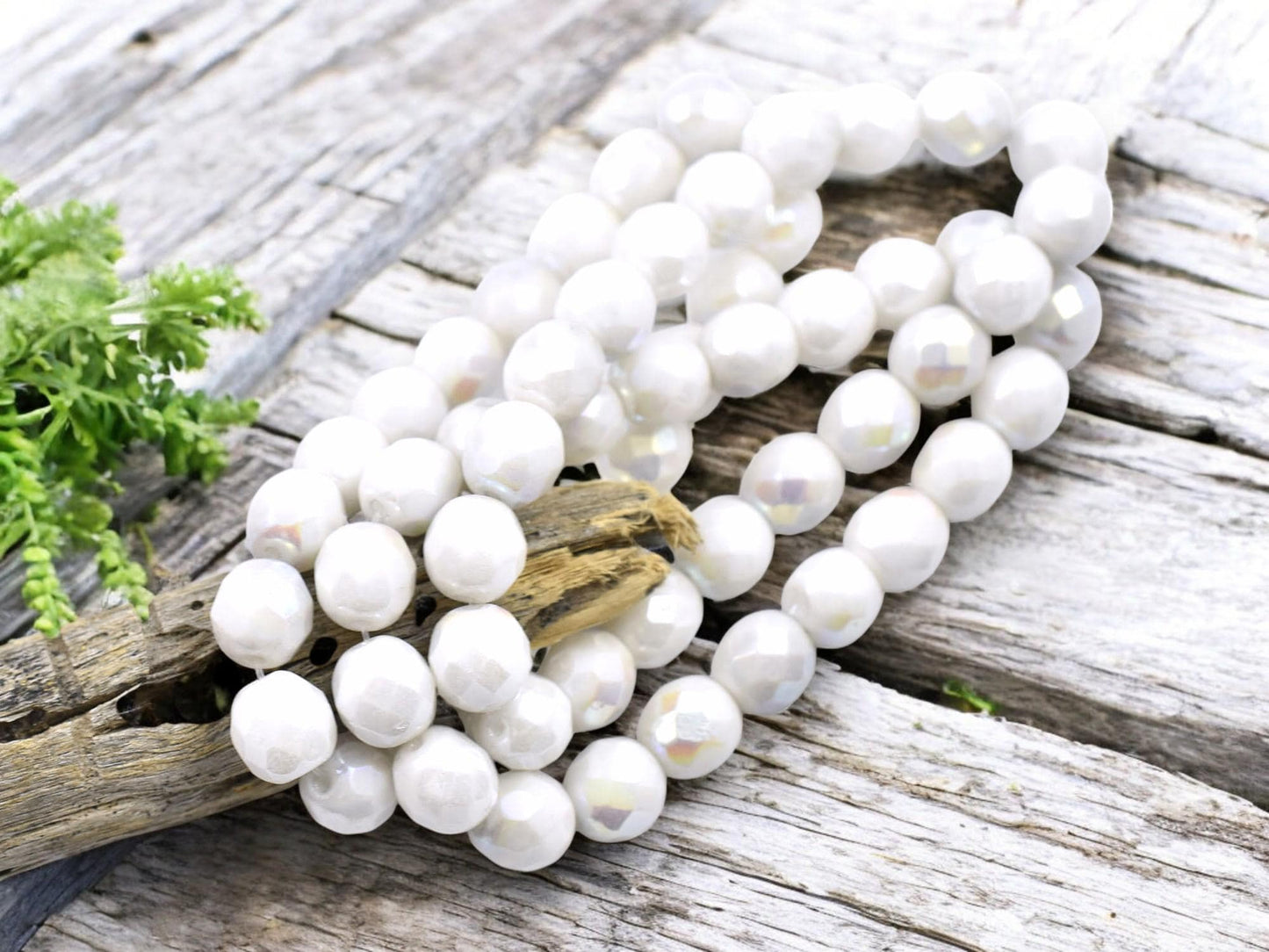 Czech Glass Beads - Fire Polished Beads - Round Beads - Wedding Beads - 8mm - 20pcs - (A473)