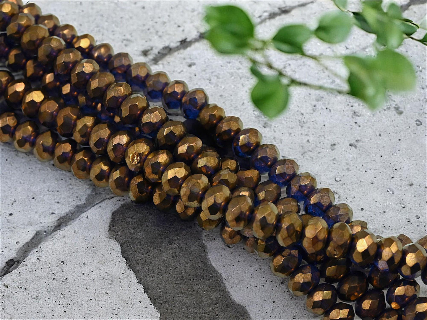 Czech Glass Beads - Bronze Beads - Rondelle Beads - Czech Glass Rondelle - 6x9mm Rondelle - Fire Polished Beads - 25pcs - (3485)