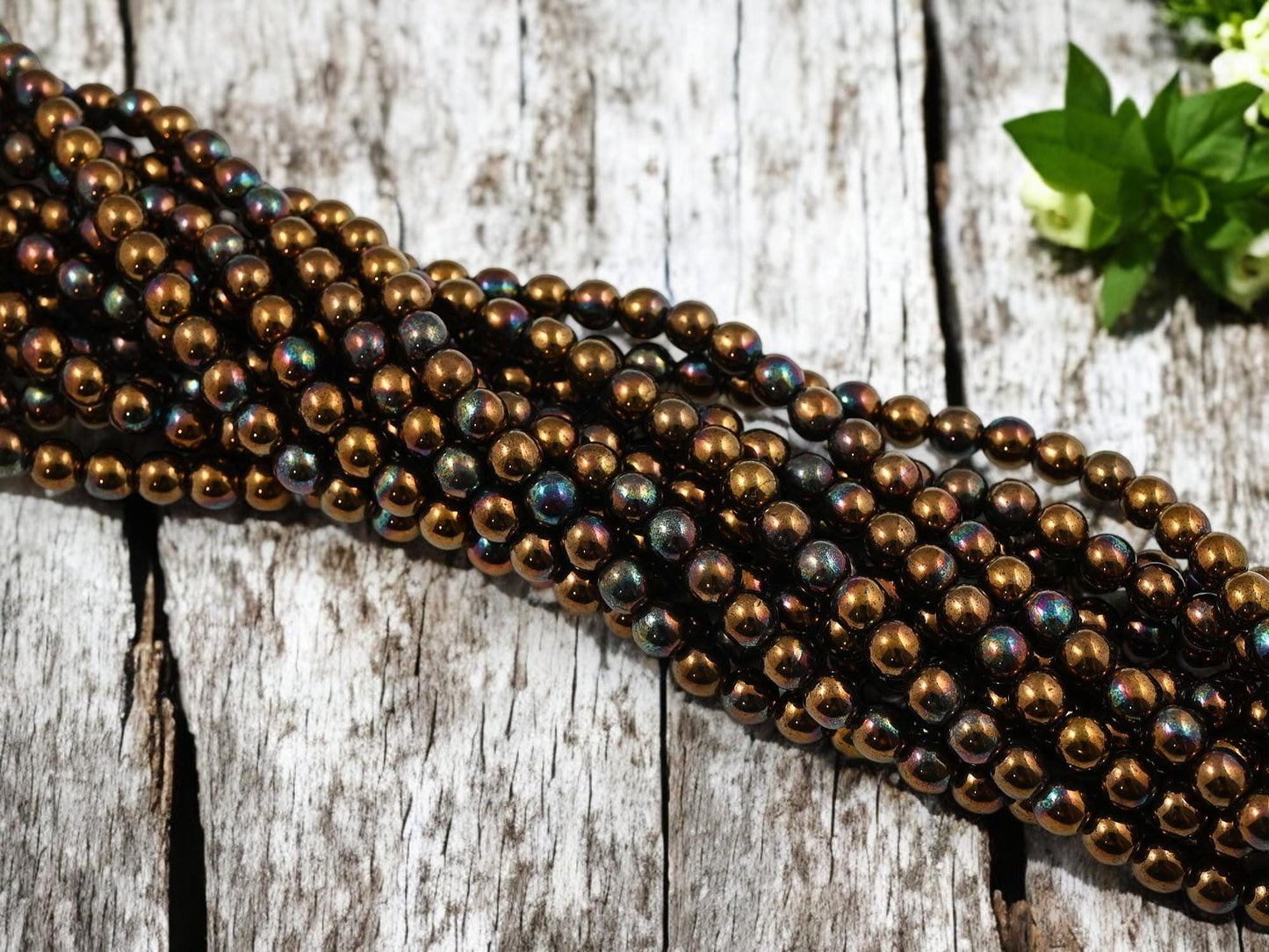 Czech Glass Beads - Bronze Beads - Druk Beads - Round Beads - Picasso Beads - Full Strand - 6mm - 50pcs - (889)