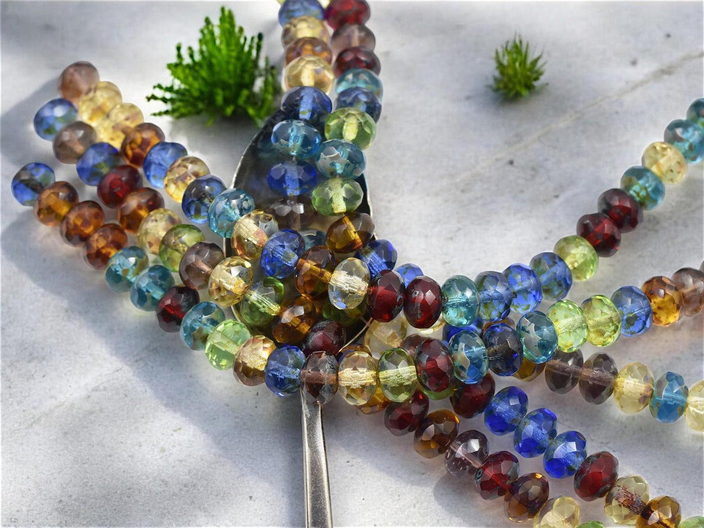 Czech Glass Beads - Picasso Beads - Rondelle Beads - Czech Glass Rondelles - Fire Polished Beads - 6x8mm - 25pcs - (B615)