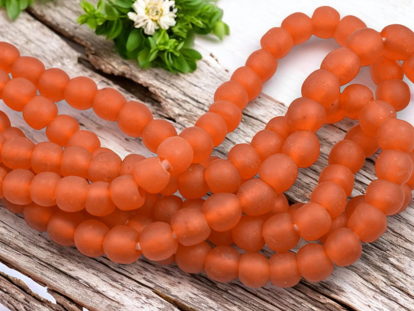 Ghana Beads - Recycled Glass Beads - African Glass Beads - Fair Trade Beads - Approx 10-11mm - 20" Strand - (J55)