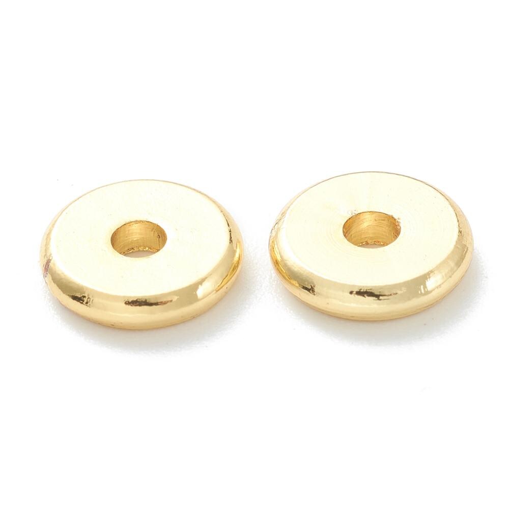 18k Gold Spacer Beads - Gold Heishi Beads - Metal Spacers - Metal Beads - Spacer Beads - 7mm - 50pcs (2319)
