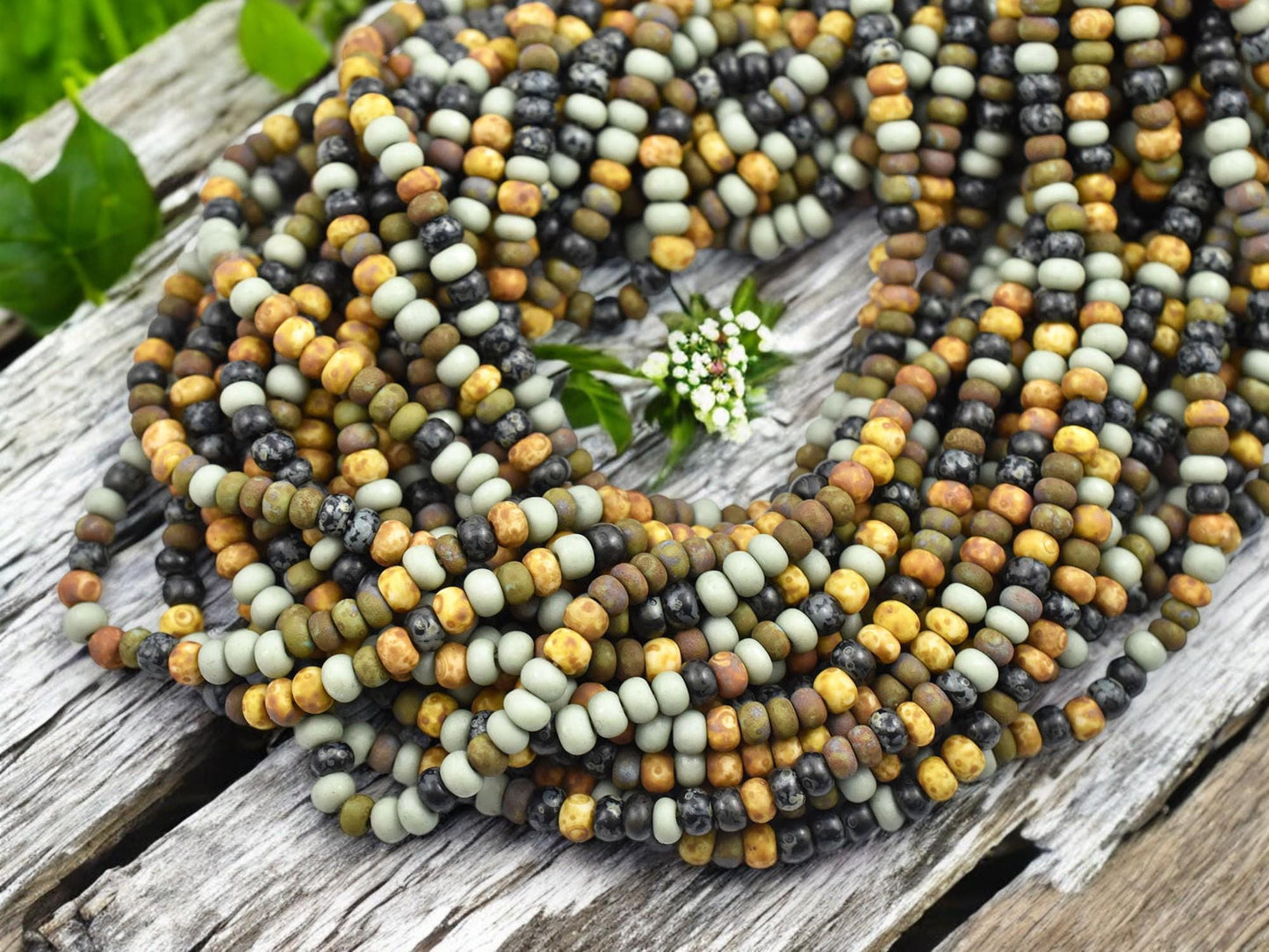 Picasso Seed Beads - Aged Picasso Beads - Czech Glass Beads - Size 6 Seed Beads - 6/0 - 22" Strand - (2653)