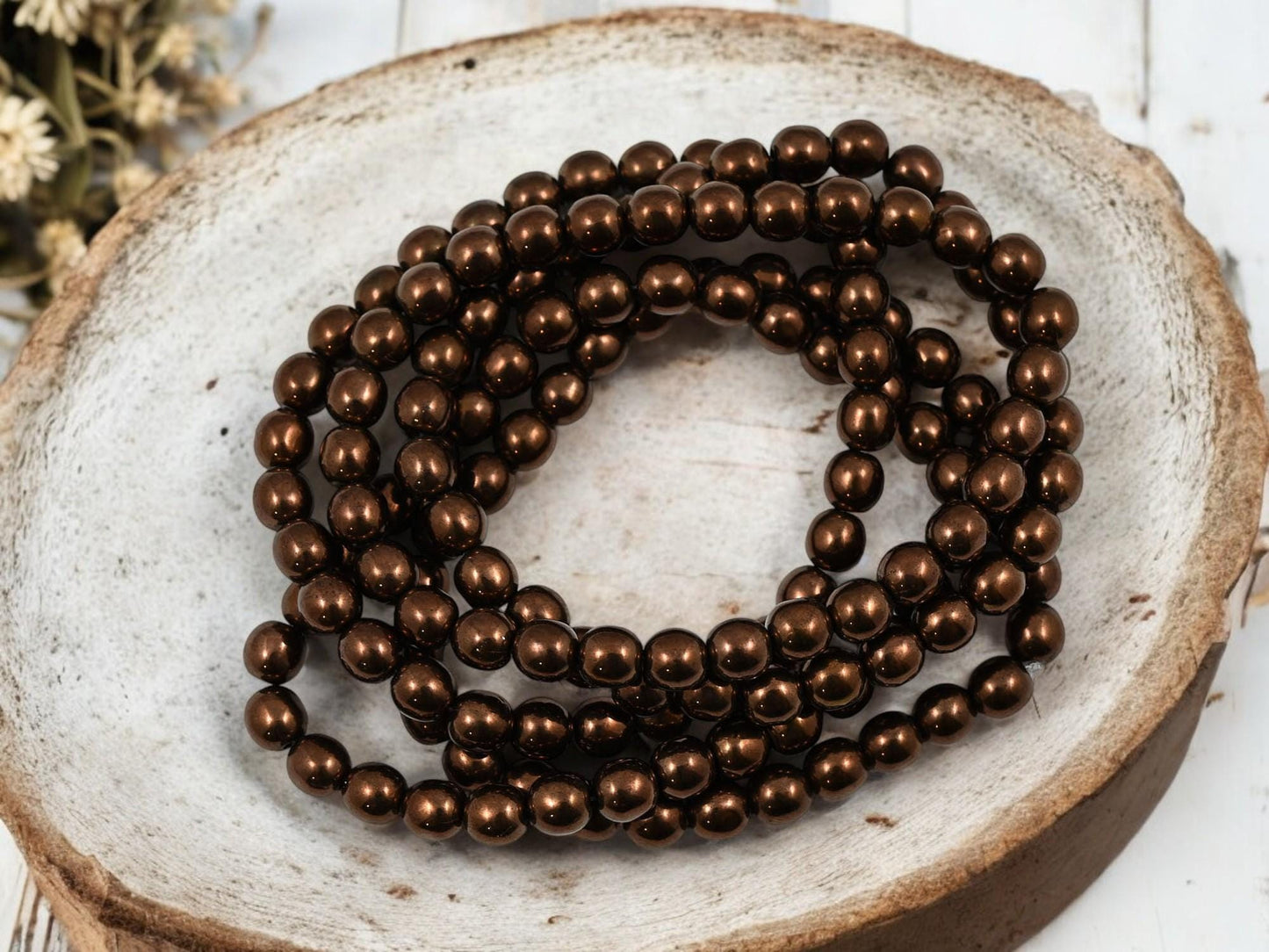 Bronze Beads - Czech Glass Beads - 6mm Beads - Round Beads - Druk Beads - 30pcs - (A683)