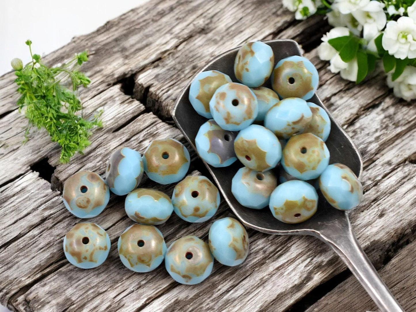 Picasso Beads - Czech Glass Beads - Rondelle Beads - Czech Glass Rondelles - Fire Polished Beads - 6x8mm - 25pcs - (1866)