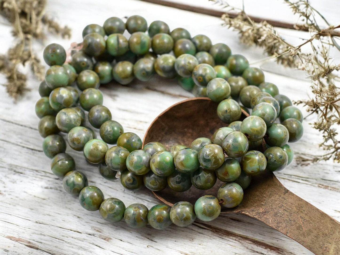 Picasso Beads - Czech Glass Beads - Round Beads - Druks - 8mm Beads - 25pcs - (A479)