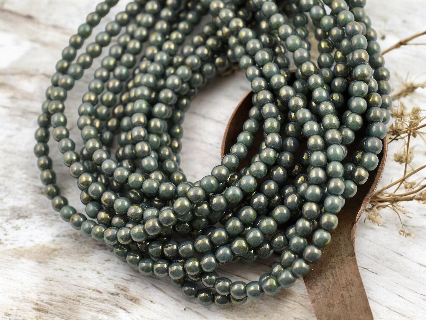 4mm Beads - Czech Glass Beads - Picasso Beads - Round Beads - Druk Beads - 100pcs - (1765)