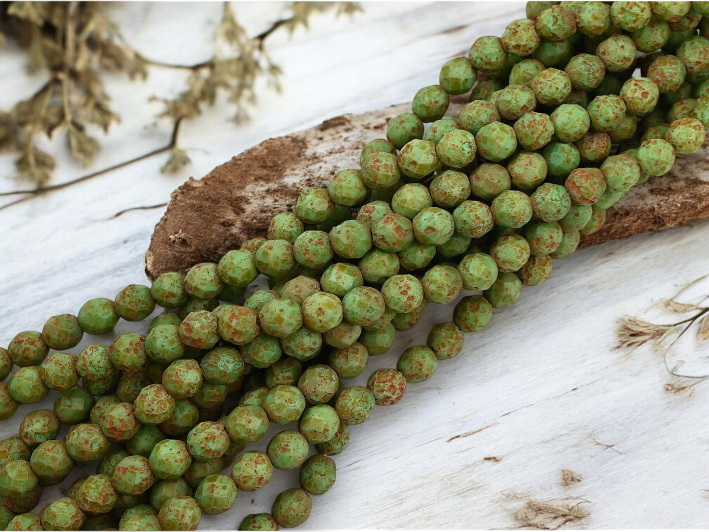 Picasso Beads - Czech Glass Beads - 8mm Beads - Round Beads - Fire Polished Beads - 25pcs - (6153)