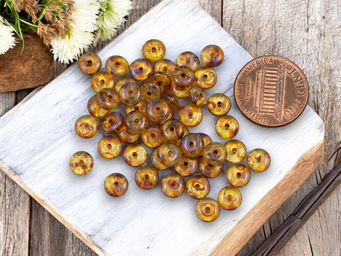 Picasso Beads - Czech Glass Beads - Glass Spacer Bead - Picasso Beads - Rondelle Beads - 6x2mm - 50pcs - (2945)