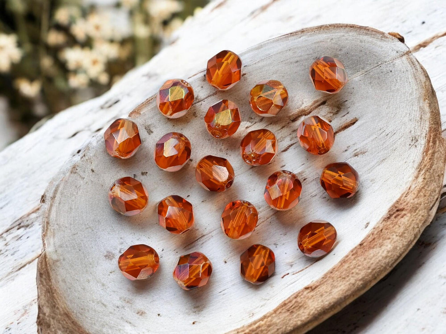 Czech Glass Beads - Round Beads - 6mm Beads - Fire Polished Beads - Topaz Celsian - 6mm - 25pcs - (497)