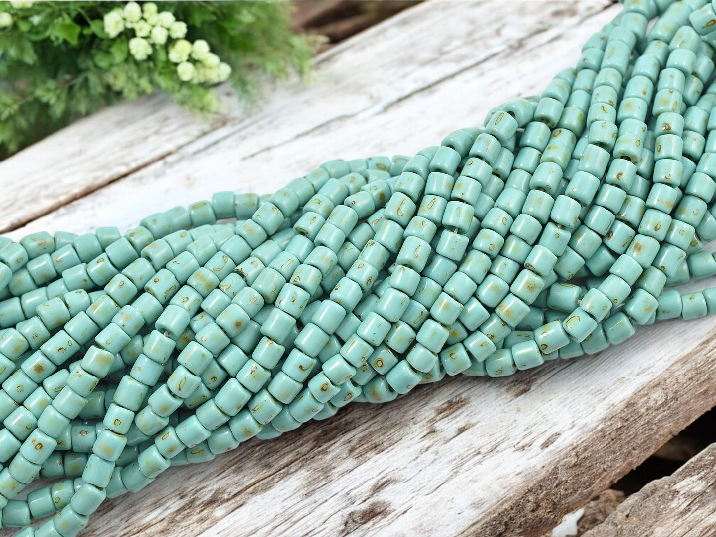 Tube Beads - Bugle Beads - Aged Picasso Beads - Picasso Beads - Czech Glass Beads - Seed Beads - 4mm - 20" Strand - (672)