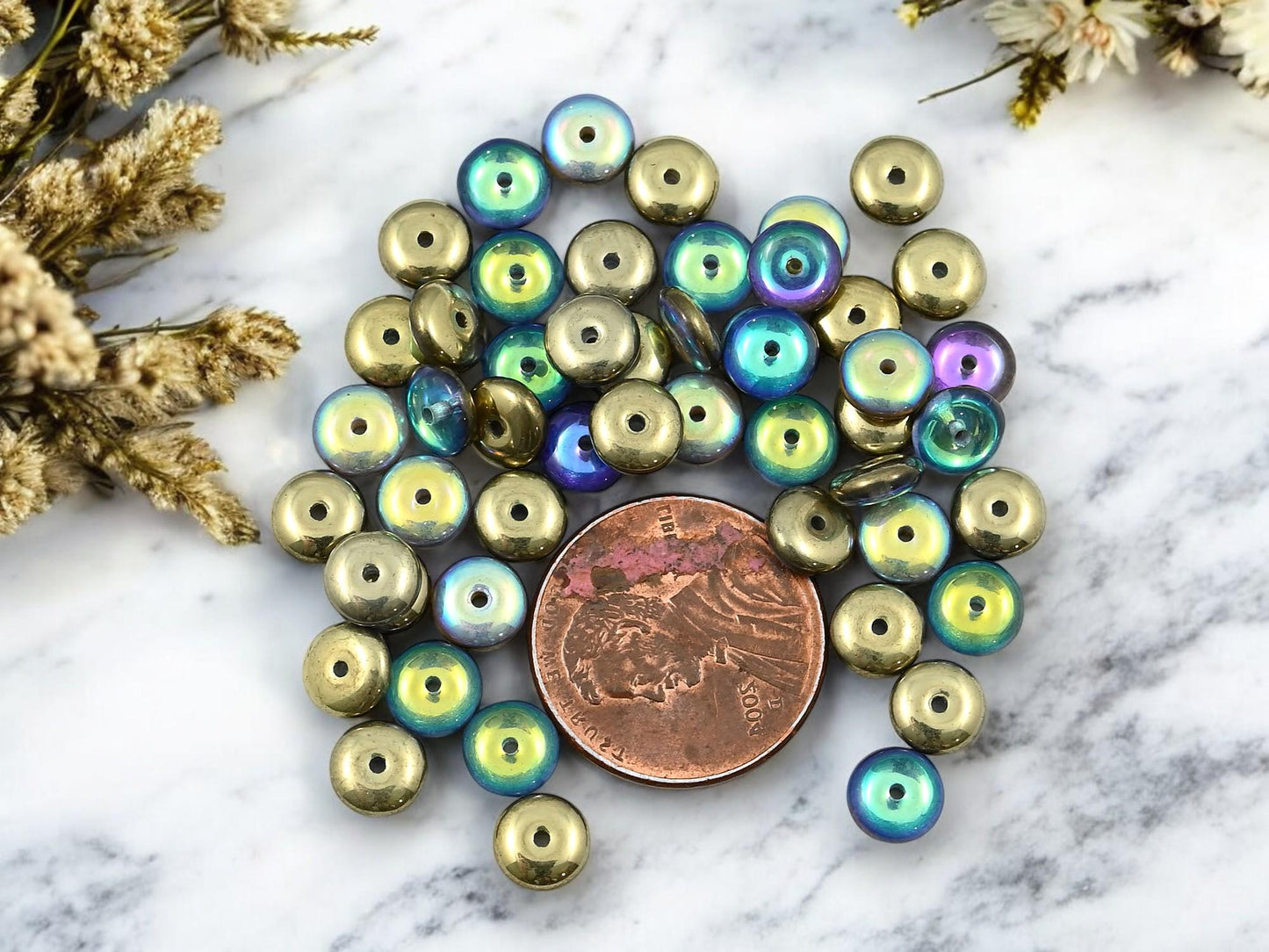 Czech Glass Beads - Glass Spacer Bead - Rondelle Beads - Picasso Beads - 6x2mm - 50pcs - (691)