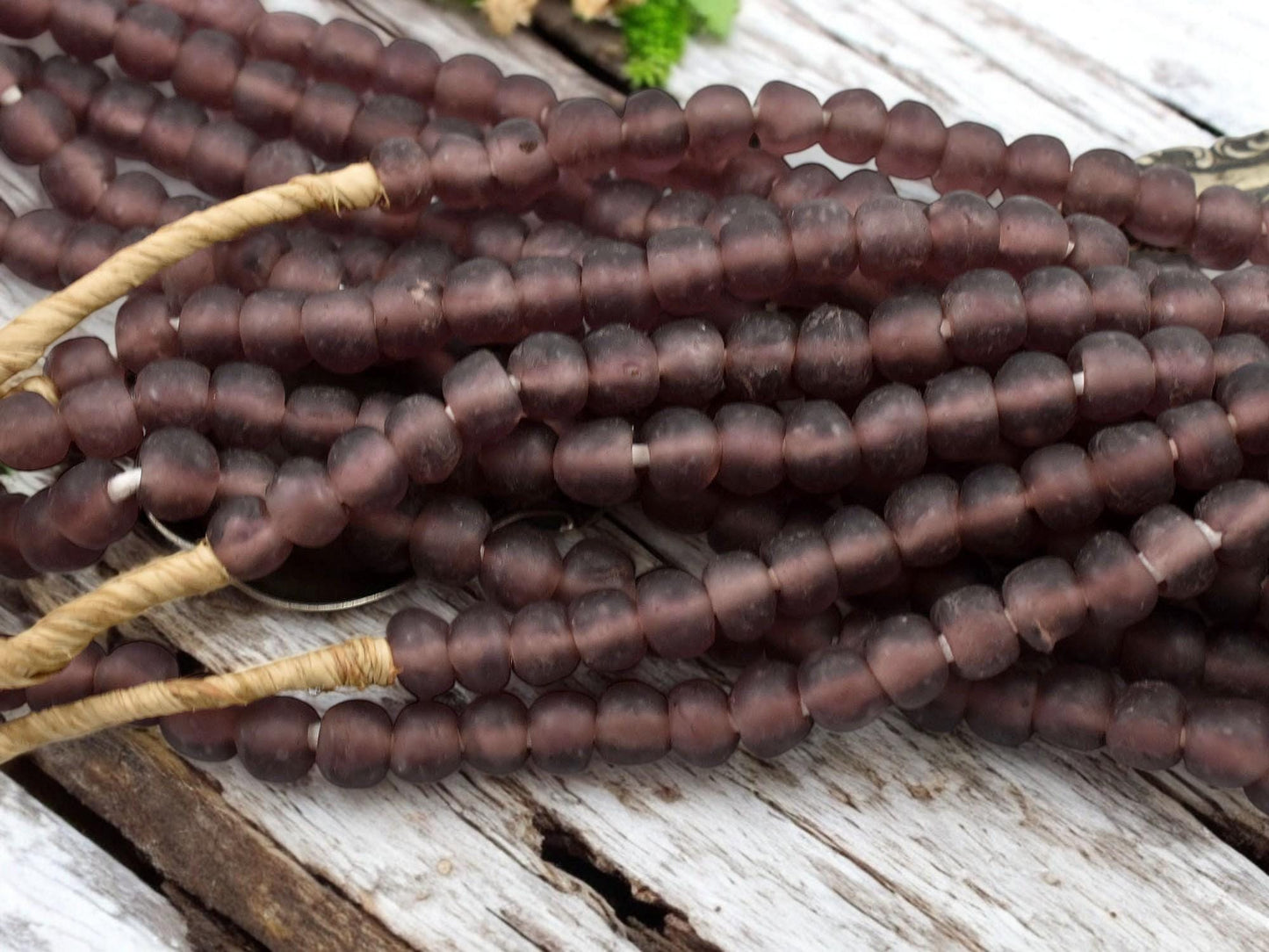 African Glass Beads -Fair Trade Beads - Ghana Beads - Recycled Glass Beads - Approx 8-10mm - 20" Strand - (J60)