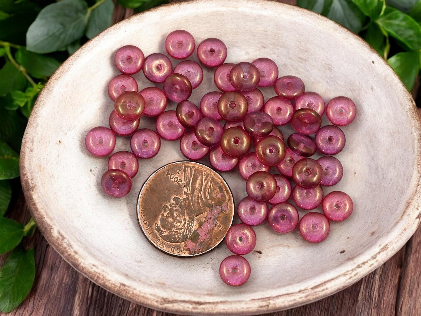 Rondelle Spacer - Czech Glass Beads - Glass Spacer Bead - Rondelle Beads - Picasso Beads - 6x2mm - 50pcs - (606)