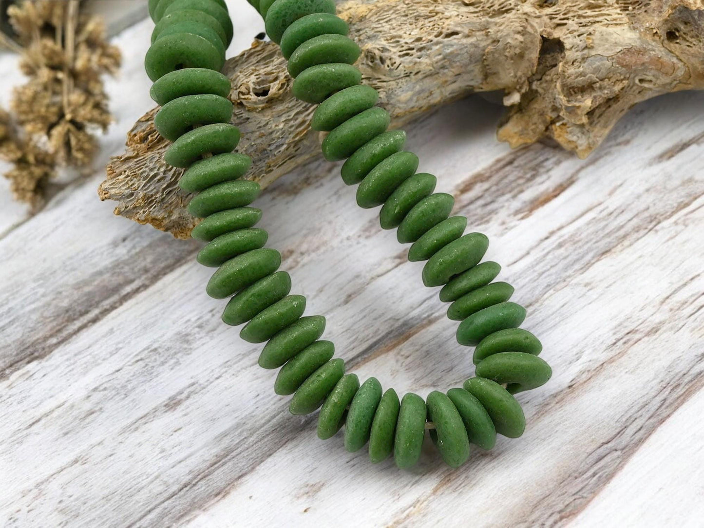 Powder Glass Beads - African Glass Beads - Recycled Glass Beads - Ashanti Glass - Heishi Beads - 13-15mm