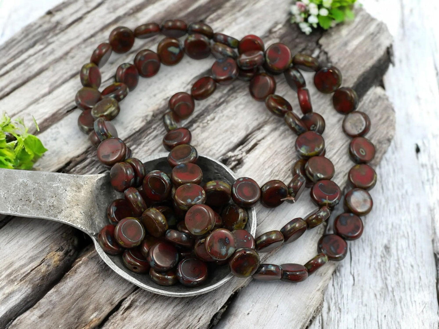 Picasso Beads - Czech Glass Beads - Old Stock Beads - Travertine Beads - Coin Beads - 8mm - 25pcs - (2803)