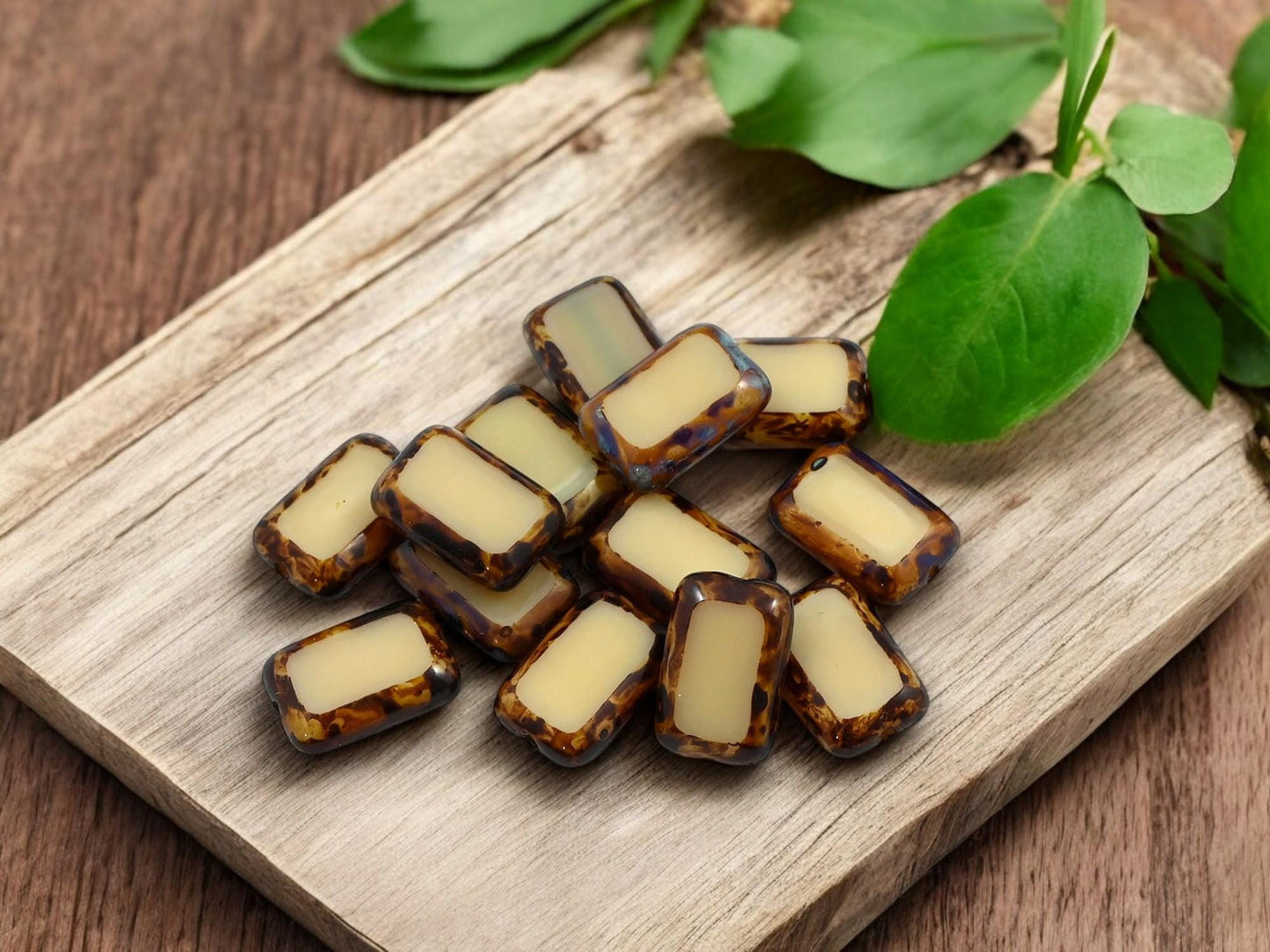 Picasso Beads - Czech Glass Beads - Rectangle Beads - 12x8mm - 24pcs - (1274)