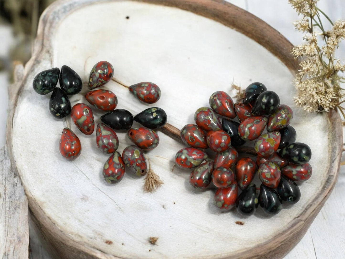 Picasso Beads - Czech Glass Beads - Teardrop Beads - Top Hole Tear Drop - 6x9mm - 25pcs - (1712)